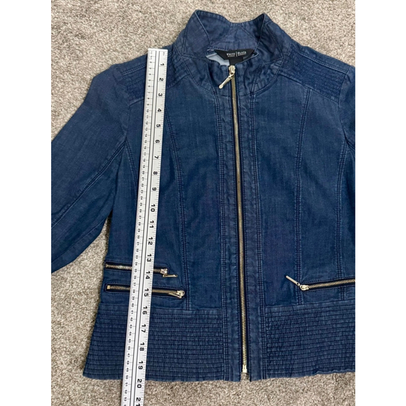 Women's White House Black Market Cropped Denim Jacket, M, Blue - Picture 8 of 10